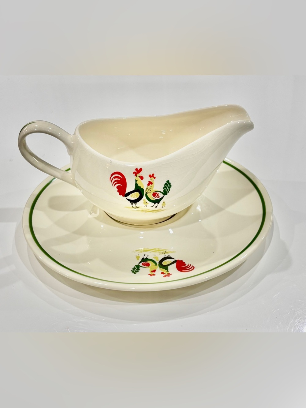 Vintage Steubenville Horizon “Family Affair” Gravy-Boat & Under-plate Server Set